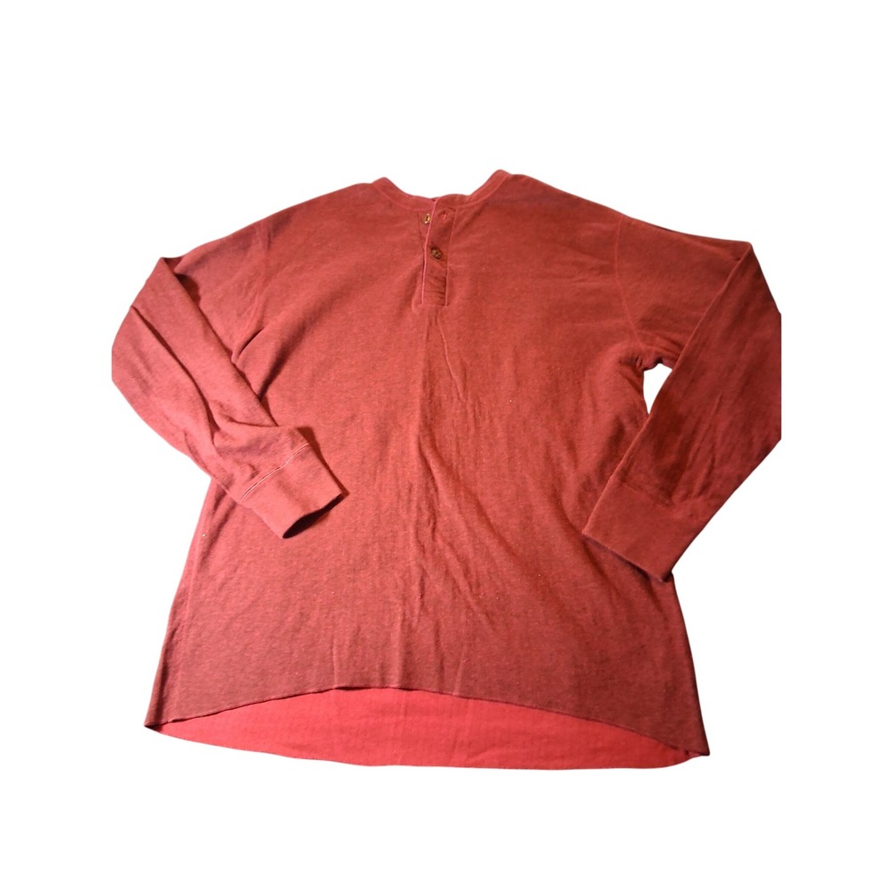 LL Bean Mens XL Tall Henley Shirt Red Wool Blend Dual Layer Traditional Fit